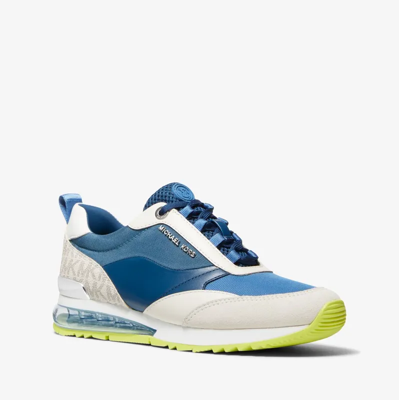 Michael Kors MK Allie Stride Extreme Mixed-Media Trainer – River Blue (43F2ALFS2S-1025)