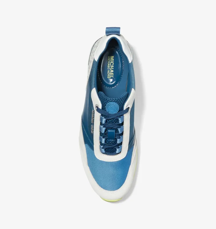 Michael Kors MK Allie Stride Extreme Mixed-Media Trainer – River Blue (43F2ALFS2S-1025)