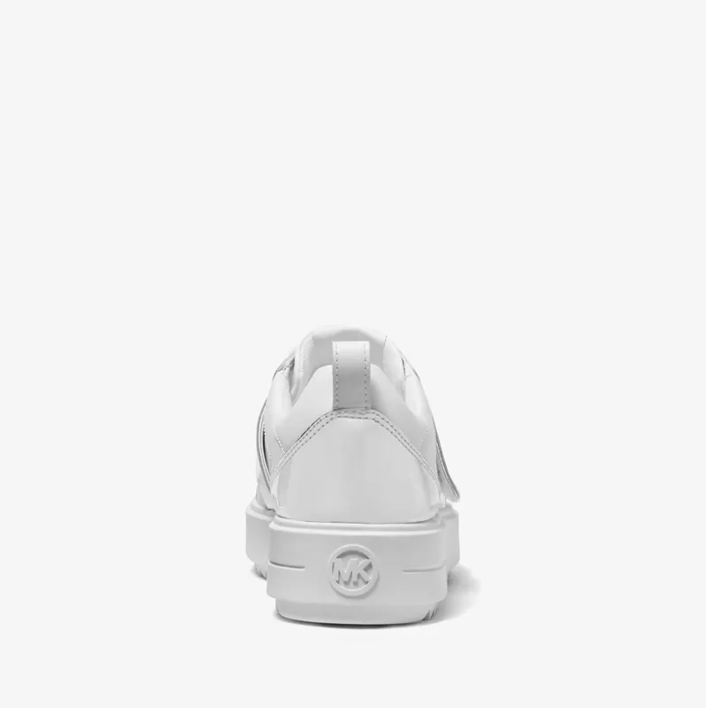 Michael Kors MK Emmett Two-Tone Logo Embellished Leather Sneaker – Optic White (43F2EMFS2L-1999)
