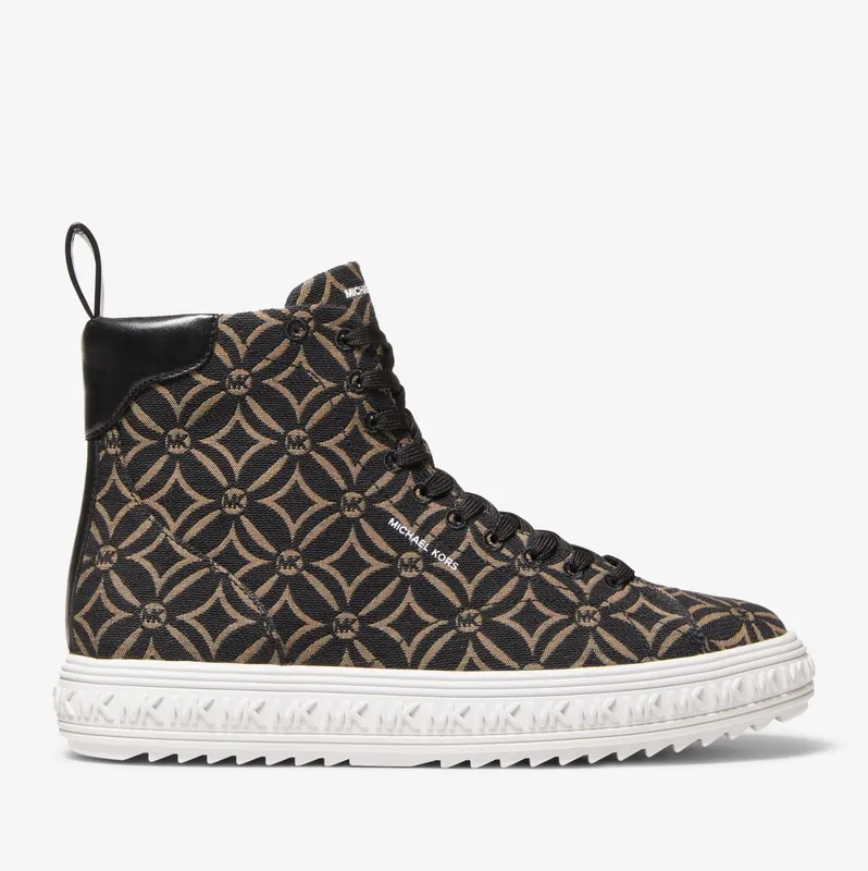 Michael Kors MK Grove Logo Jacquard High-Top Sneaker – Husk Multi (43F2GVFE5Y-8179)