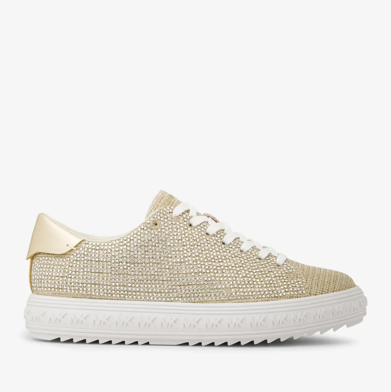 Michael Kors MK Grove Embellished Glitter Chain-Mesh Sneaker – Pale Gold (43F2GVFS1D-0705)