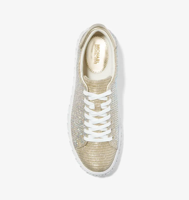 Michael Kors MK Grove Embellished Glitter Chain-Mesh Sneaker – Pale Gold (43F2GVFS1D-0705)