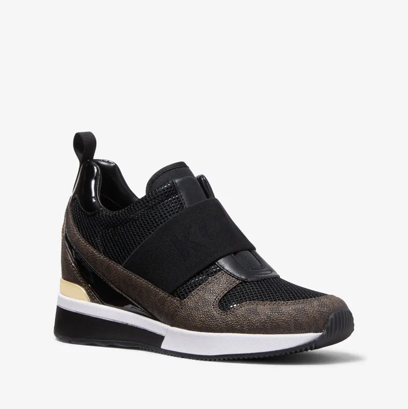 Michael Kors MK Maven Mixed-Media Slip-On Trainer – Black (43F2MVFP2A-0001)