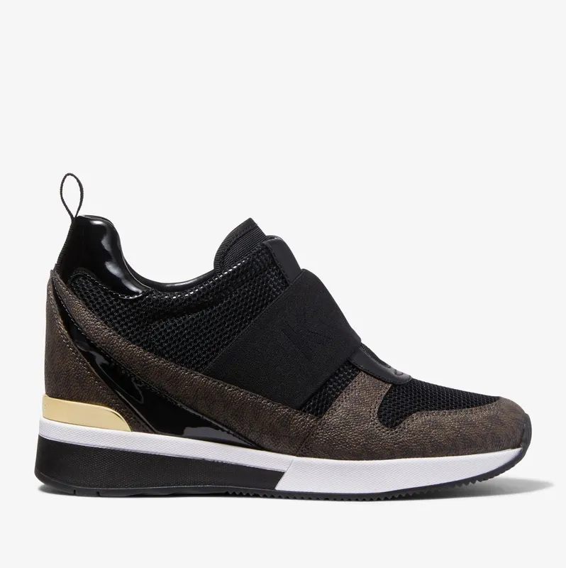 Michael Kors MK Maven Mixed-Media Slip-On Trainer – Black (43F2MVFP2A-0001)
