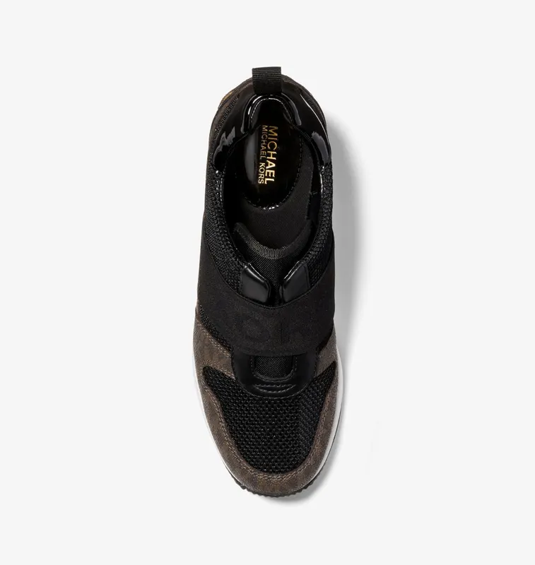Michael Kors MK Maven Mixed-Media Slip-On Trainer – Black (43F2MVFP2A-0001)