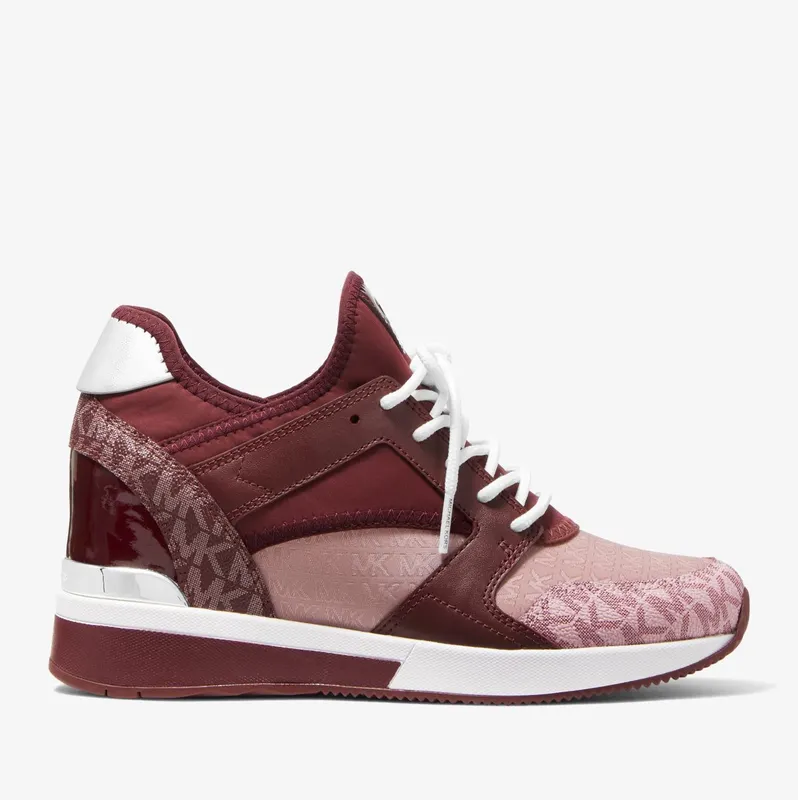 Michael Kors MK Maven Logo Jacquard and Scuba Trainer – Merlot (43F2MVFS1B-1610)