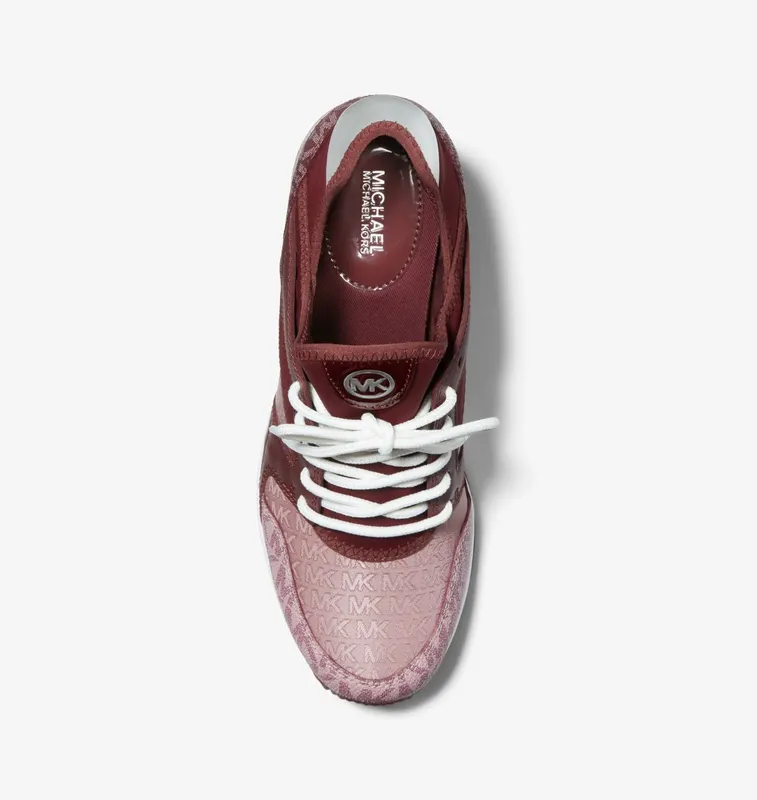Michael Kors MK Maven Logo Jacquard and Scuba Trainer – Merlot (43F2MVFS1B-1610)