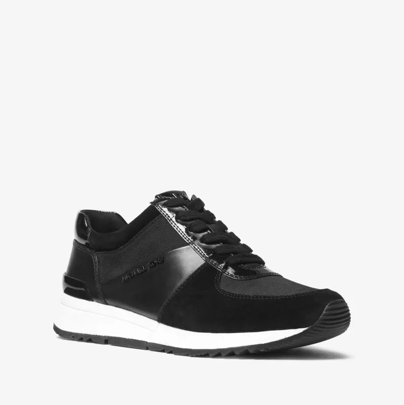 Michael Kors MK Allie Leather and Canvas Sneaker – Black (43F8ALFS3L-0001)