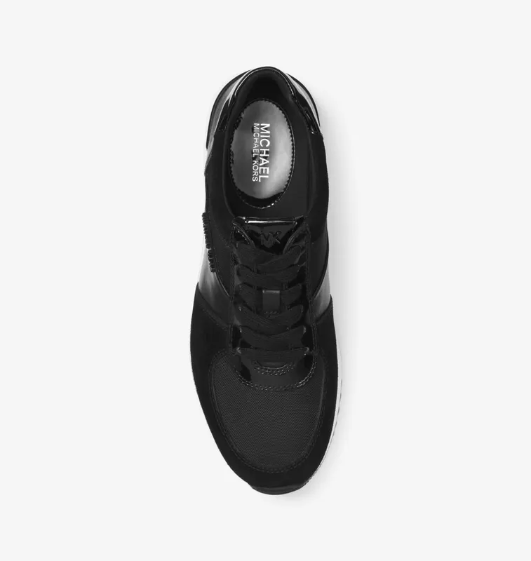 Michael Kors MK Allie Leather and Canvas Sneaker – Black (43F8ALFS3L-0001)
