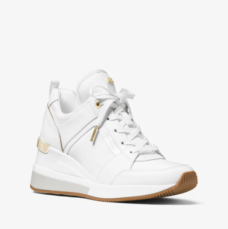 Michael Kors MK Georgie Canvas and Leather Sneaker – Optic White (43F8GEFS4D-1999)