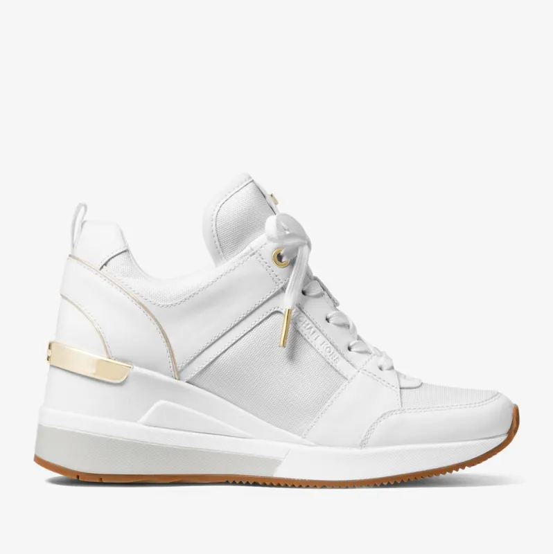 Michael Kors MK Georgie Canvas and Leather Sneaker – Optic White (43F8GEFS4D-1999)