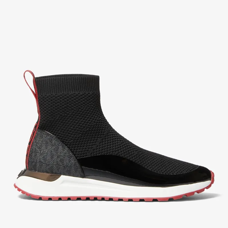 Michael Kors MK Bodie Logo Tape Mesh High-Top Trainer – Black (43R2BDFE8D-0001)