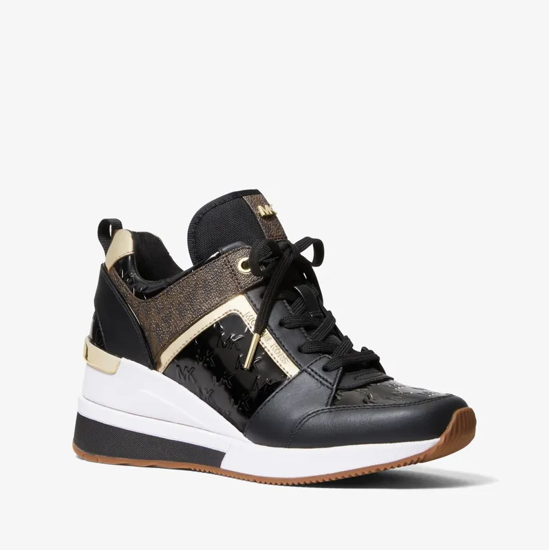 Michael Kors MK Georgie Mixed-Media Trainer – Black (43R2GEFS2A-0001)