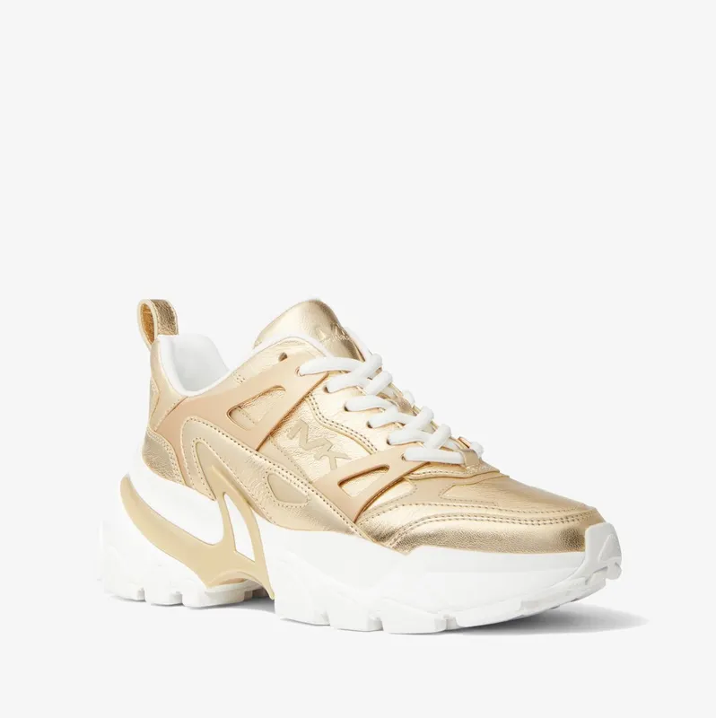 Michael Kors MK Nick Metallic Leather Trainer – Pale Gold (43R2NIFS1M-0705)