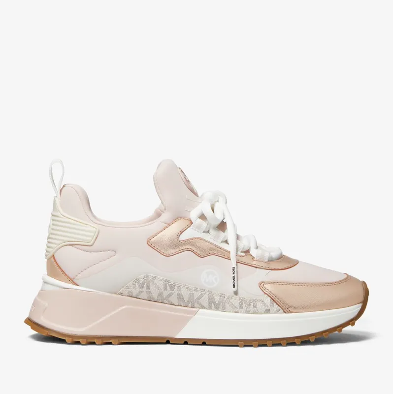 Michael Kors MK Theo Metallic Mixed-Media Trainer – Soft Pink (43R2THFS1D-1663)