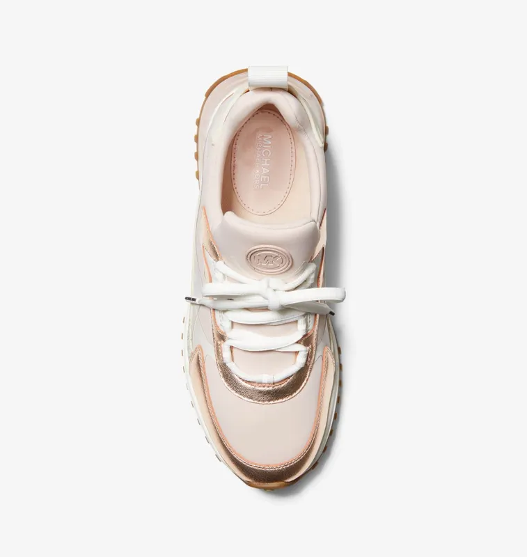 Michael Kors MK Theo Metallic Mixed-Media Trainer – Soft Pink (43R2THFS1D-1663)