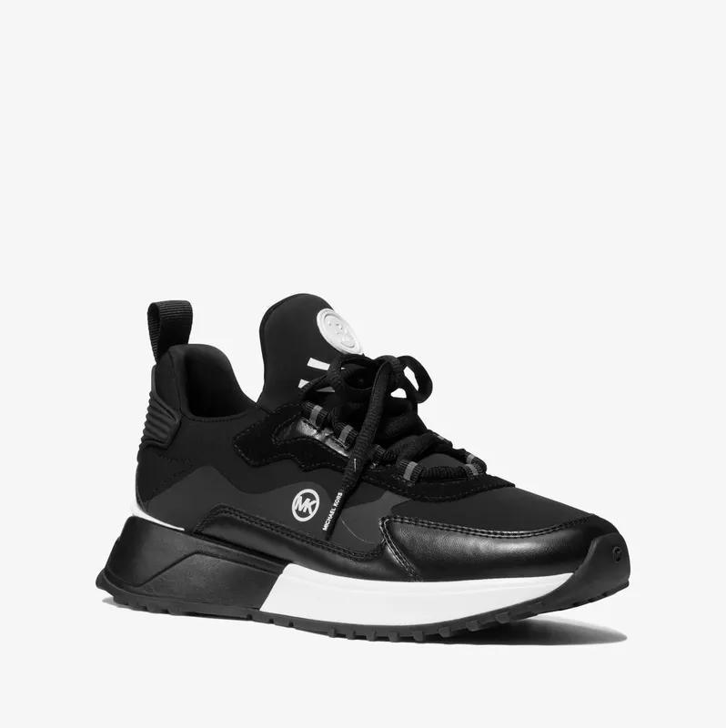 Michael Kors MK Theo Mixed-Media Trainer – Black (43R2THFS9D-0001)
