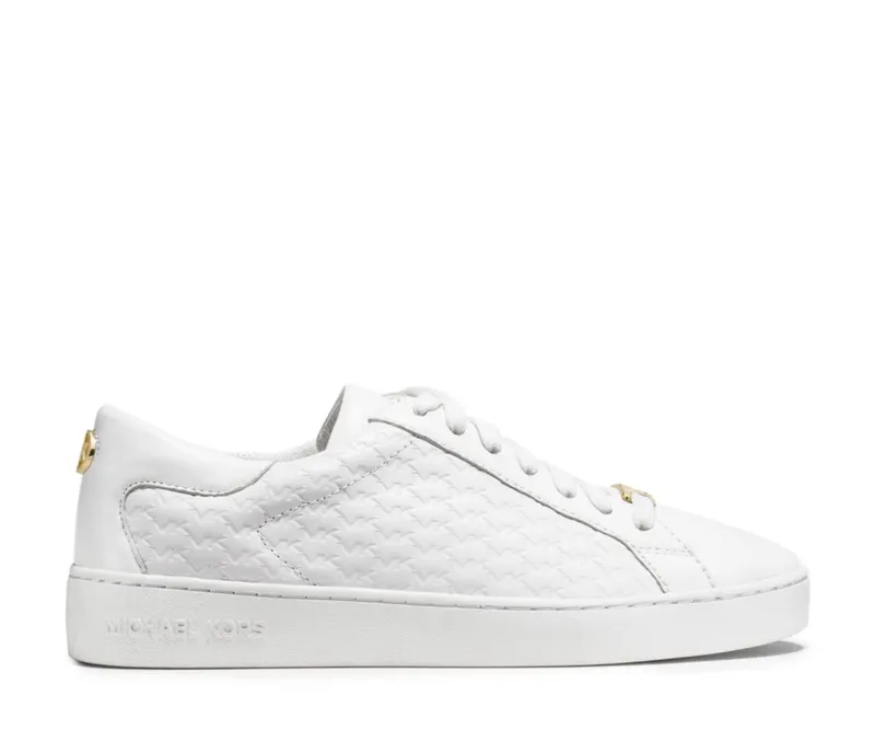 Michael Kors MK Colby Embossed-Logo Leather Sneaker – Optic White (43R5COFP2L-1999)