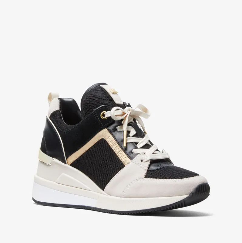 Michael Kors MK Georgie Tri-Color Mixed-Media Trainer – Lt Crm Multi (43R9GEFS1S-2605)