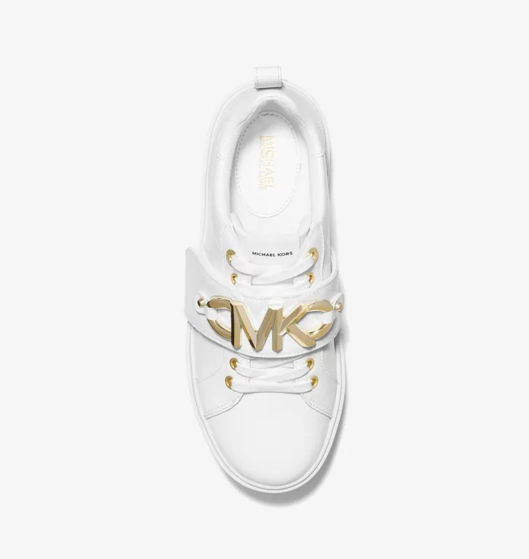 Michael Kors MK Emmett Logo Embellished Leather Sneaker – Optic White (43S2EMFS3L-1999)