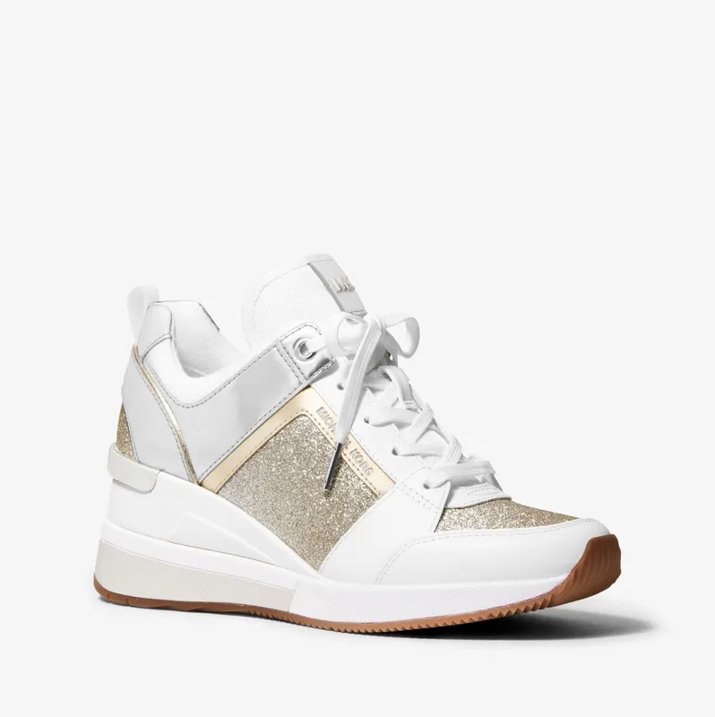 Michael Kors MK Georgie Mixed-Media Trainer – Silv/plgold (43S2GEFS5D-2227)