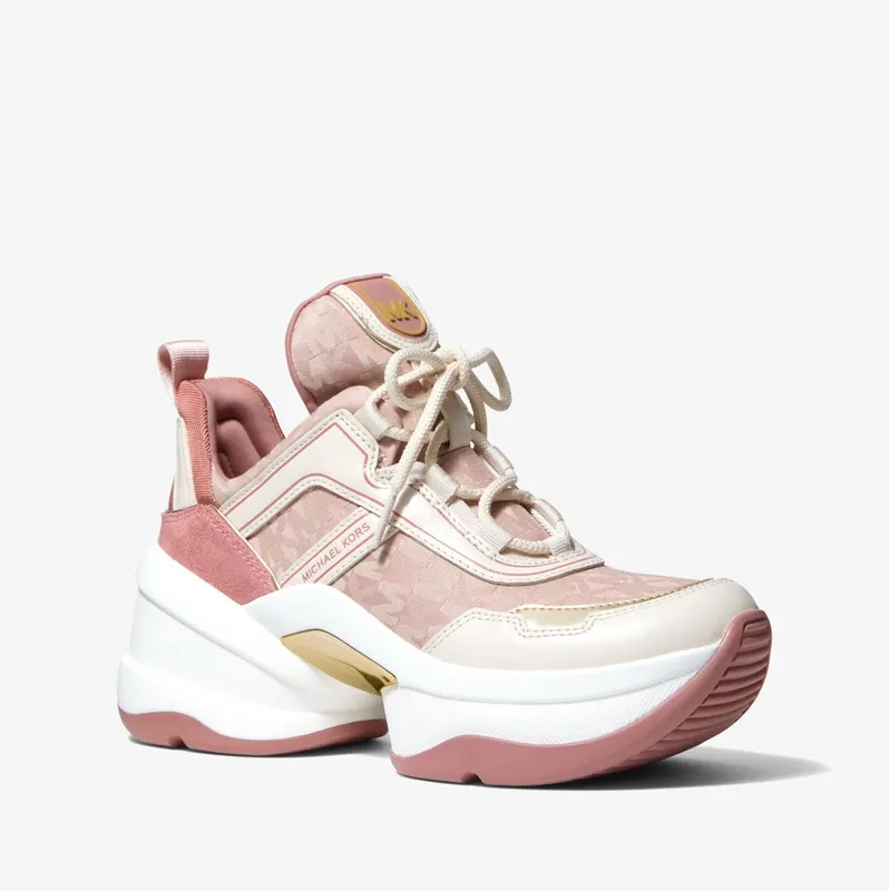 Michael Kors MK Olympia Mixed-Media Trainer – Fawn (43S2OLFS1Y-0634)