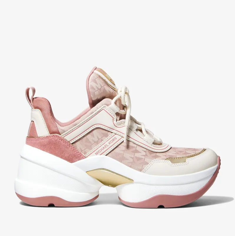Michael Kors MK Olympia Mixed-Media Trainer – Fawn (43S2OLFS1Y-0634)