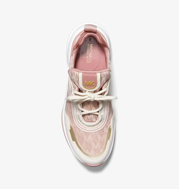 Michael Kors MK Olympia Mixed-Media Trainer – Fawn (43S2OLFS1Y-0634)
