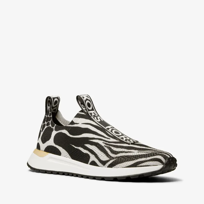 Michael Kors MK Bodie Logo Tape Printed Mesh Slip-On Trainer – Black Combo (43T2BDFS1P-0005)