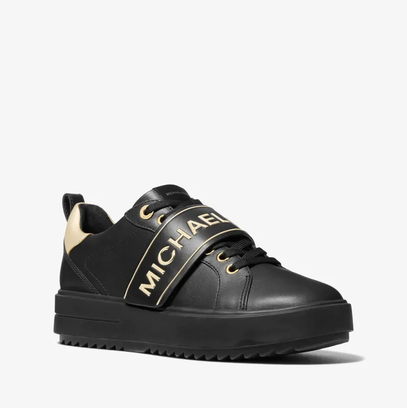 Michael Kors MK Emmett Logo Tape Leather Sneaker – Black (43T2ETFS1L-0001)