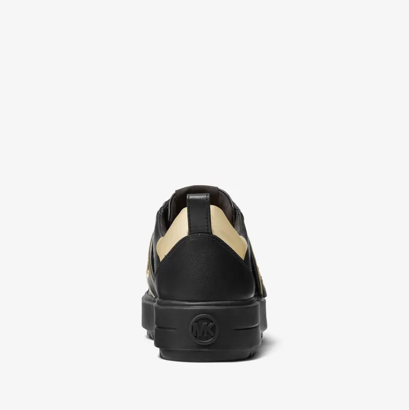 Michael Kors MK Emmett Logo Tape Leather Sneaker – Black (43T2ETFS1L-0001)