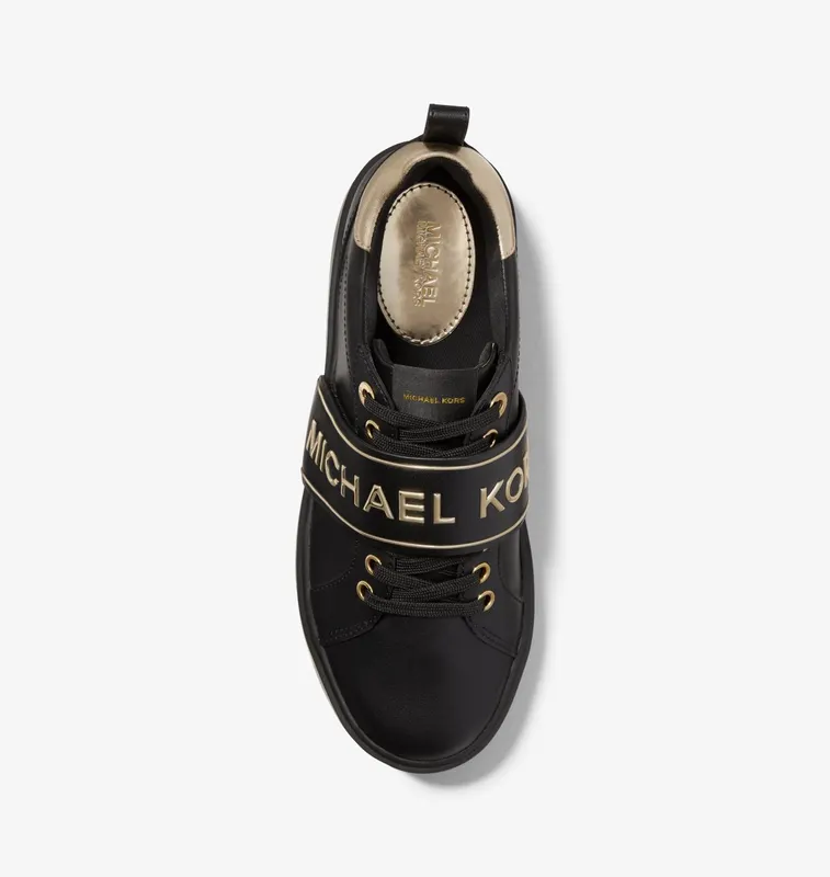 Michael Kors MK Emmett Logo Tape Leather Sneaker – Black (43T2ETFS1L-0001)