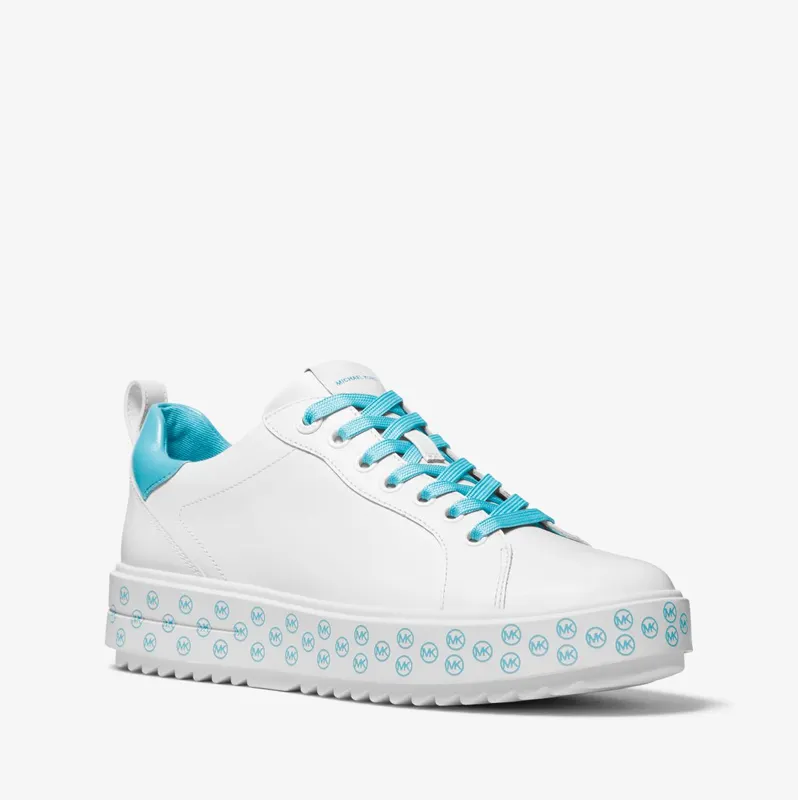 Michael Kors MK Emmett Logo Charm Leather Trainer – Ocean Blue (43T2ETFS3L-2516)