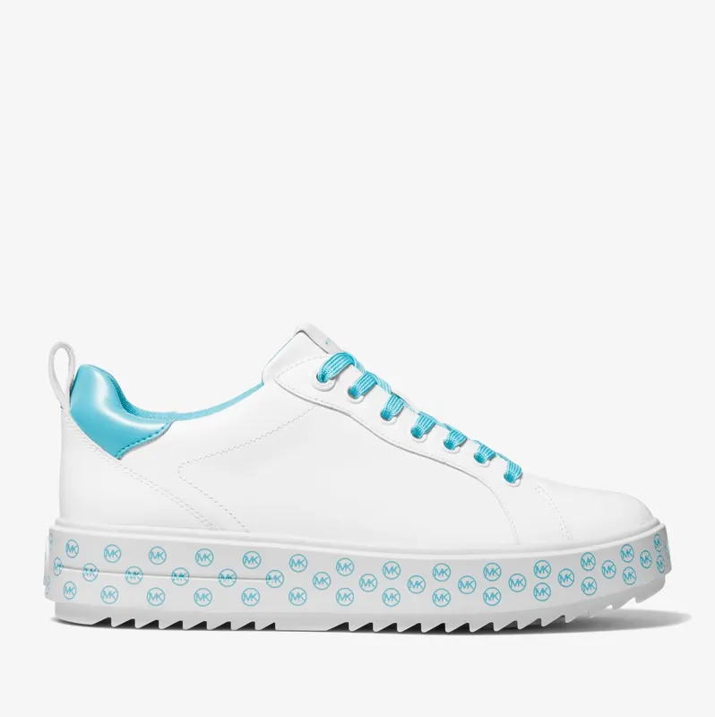 Michael Kors MK Emmett Logo Charm Leather Trainer – Ocean Blue (43T2ETFS3L-2516)