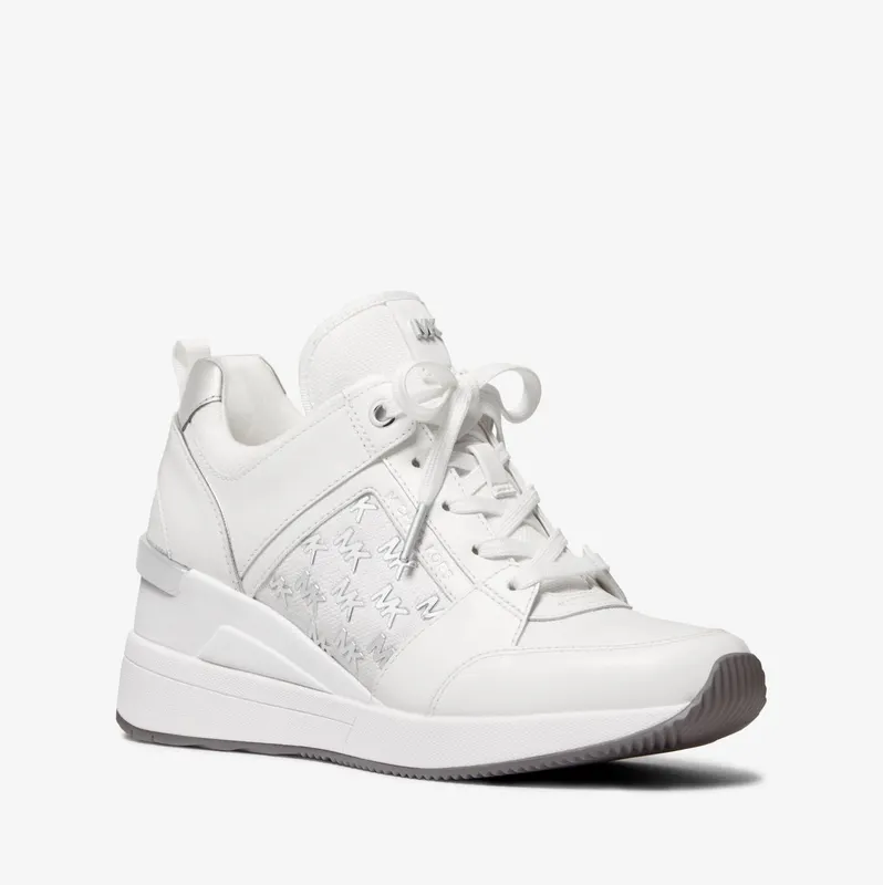 Michael Kors MK Georgie Embellished Leather Trainer – Optic White (43T2GEFS3D-1999)