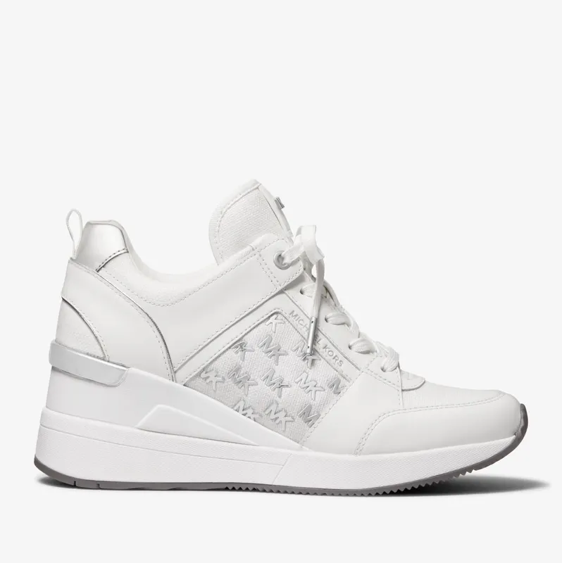 Michael Kors MK Georgie Embellished Leather Trainer – Optic White (43T2GEFS3D-1999)