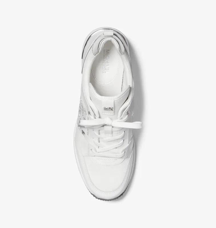 Michael Kors MK Georgie Embellished Leather Trainer – Optic White (43T2GEFS3D-1999)