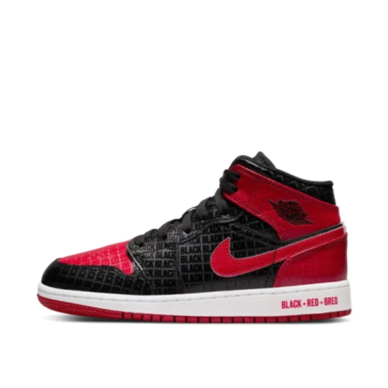 Air Jordan 1 Mid Bred Text (GS) (DM9650-001)