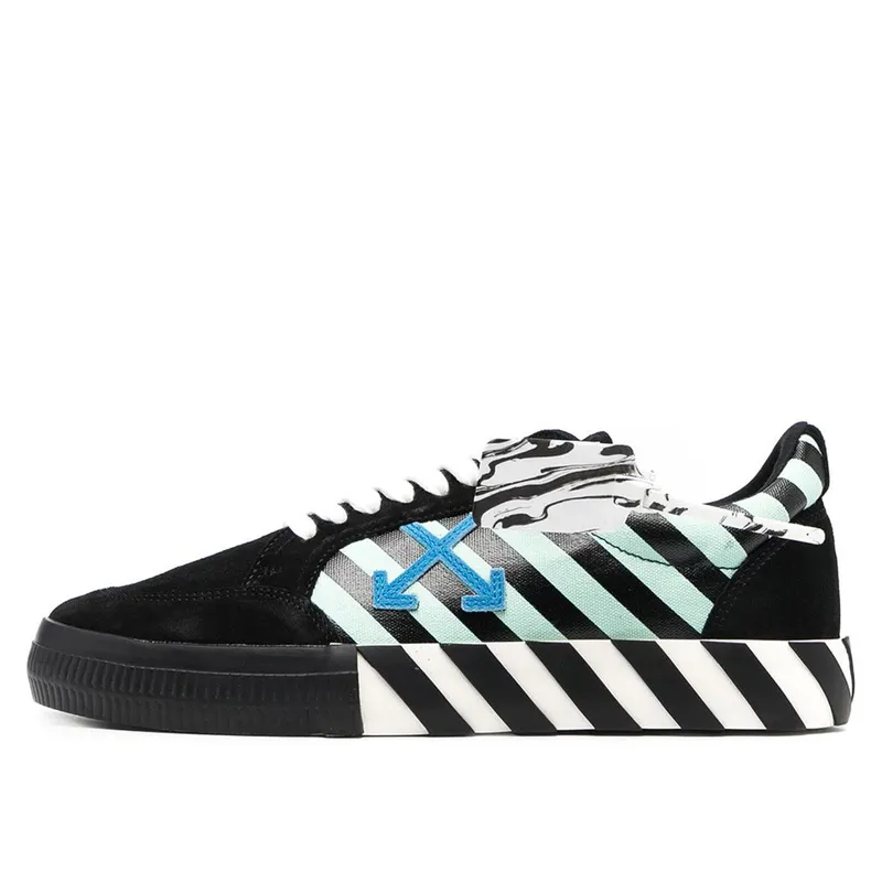 Off-White Vulc Low Top Diag Stripes Sneaker Black Mint Blue (OMIA085R21LEA0061045)