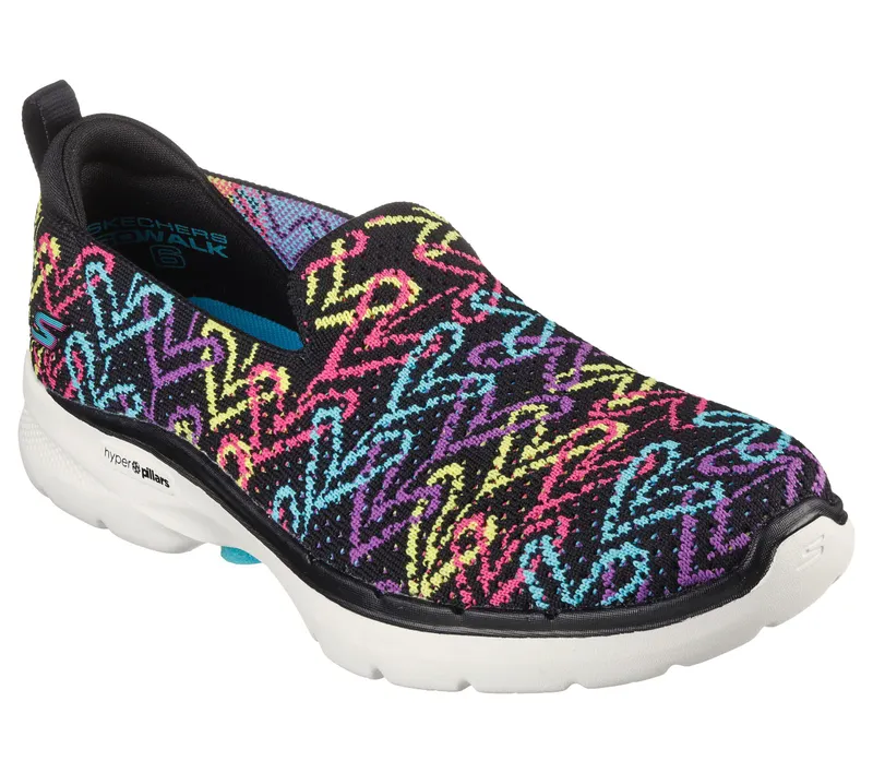 Skechers JGoldcrown: GO WALK 6 – Golden Charm – Zwart / Multi (124556-BKMT)