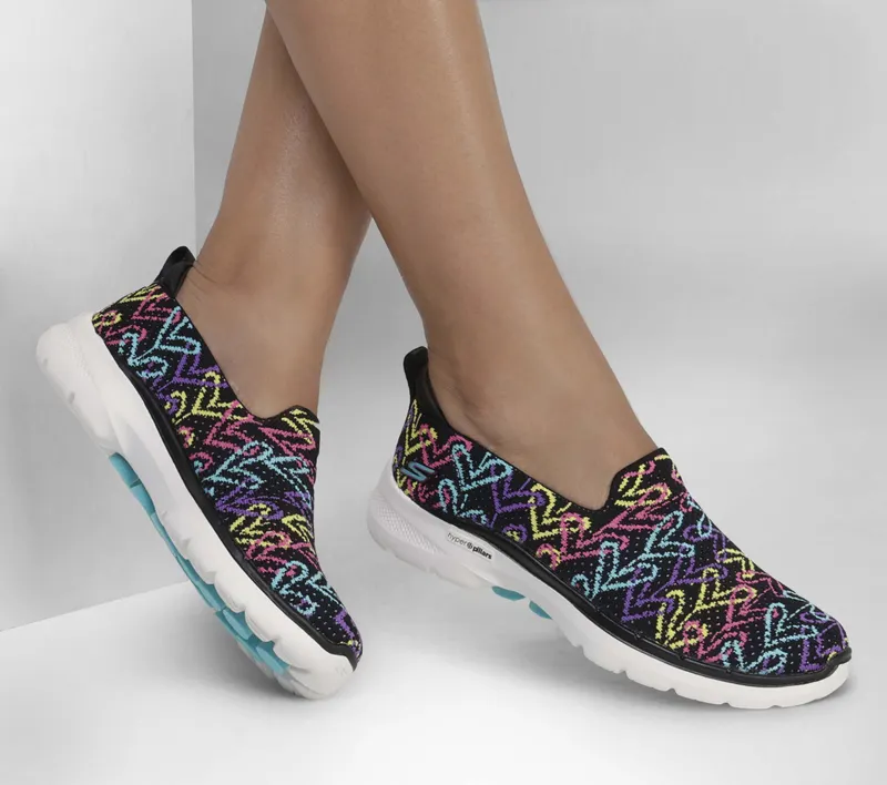 Skechers JGoldcrown: GO WALK 6 – Golden Charm – Zwart / Multi (124556-BKMT)