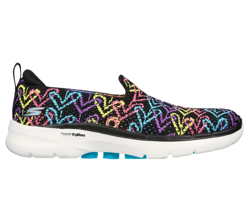 Skechers JGoldcrown: GO WALK 6 – Golden Charm – Zwart / Multi (124556-BKMT)