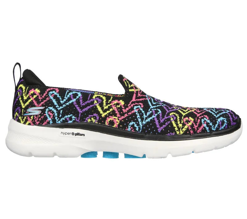Skechers JGoldcrown: GO WALK 6 – Golden Charm – Zwart / Multi (124556-BKMT)