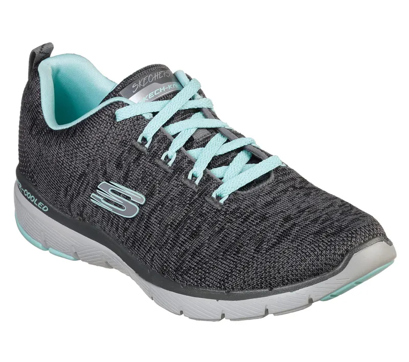 Skechers Flex Appeal 3.0 – Houtskool / Licht Blauw (13062-CCLB)