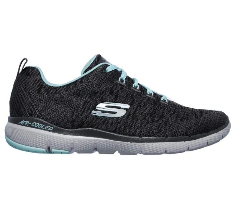 Skechers Flex Appeal 3.0 – Houtskool / Licht Blauw (13062-CCLB)