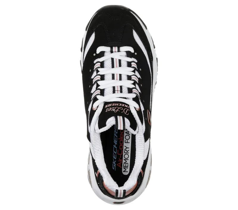 Skechers D’Lites – Devoted Fan – Zwart / Roos Goud (13154-BKRG)