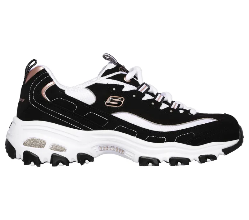 Skechers D’Lites – Devoted Fan – Zwart / Roos Goud (13154-BKRG)