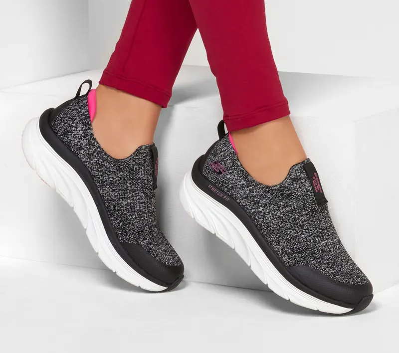 Skechers Relaxed Fit: D’Lux Walker – Quick Upgrade – Zwart / Roze (149128-BKPK)