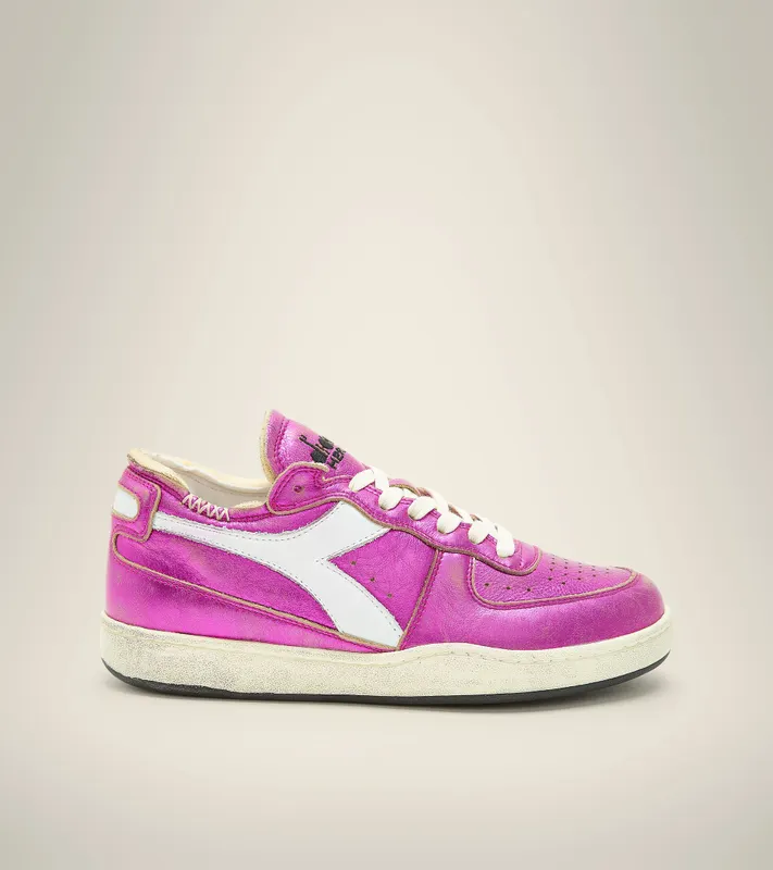 Diadora Mi Basket Row Cut Silver Used W Fuchsia Red (201.177401_55007)