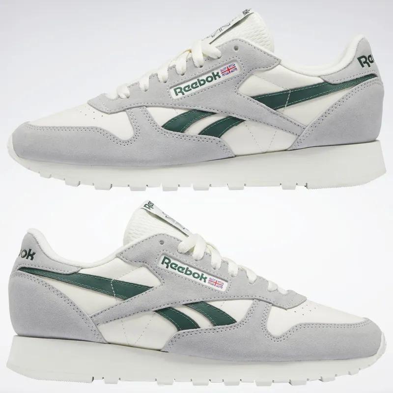 Reebok Classic Leather Schoenen Pure Grey 3 / Dark Green / Chalk